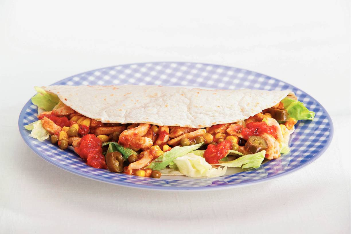 Pittige tortilla's met kalkoen