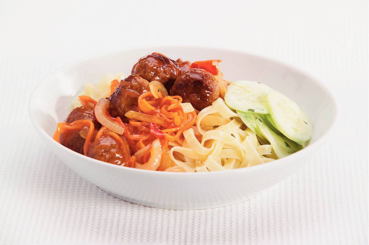 Vegetarische balletjes in zoetzure saus