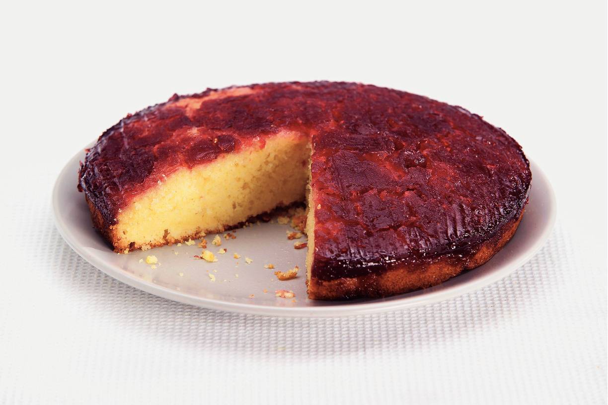 Onderstebovencake met cranberry's
