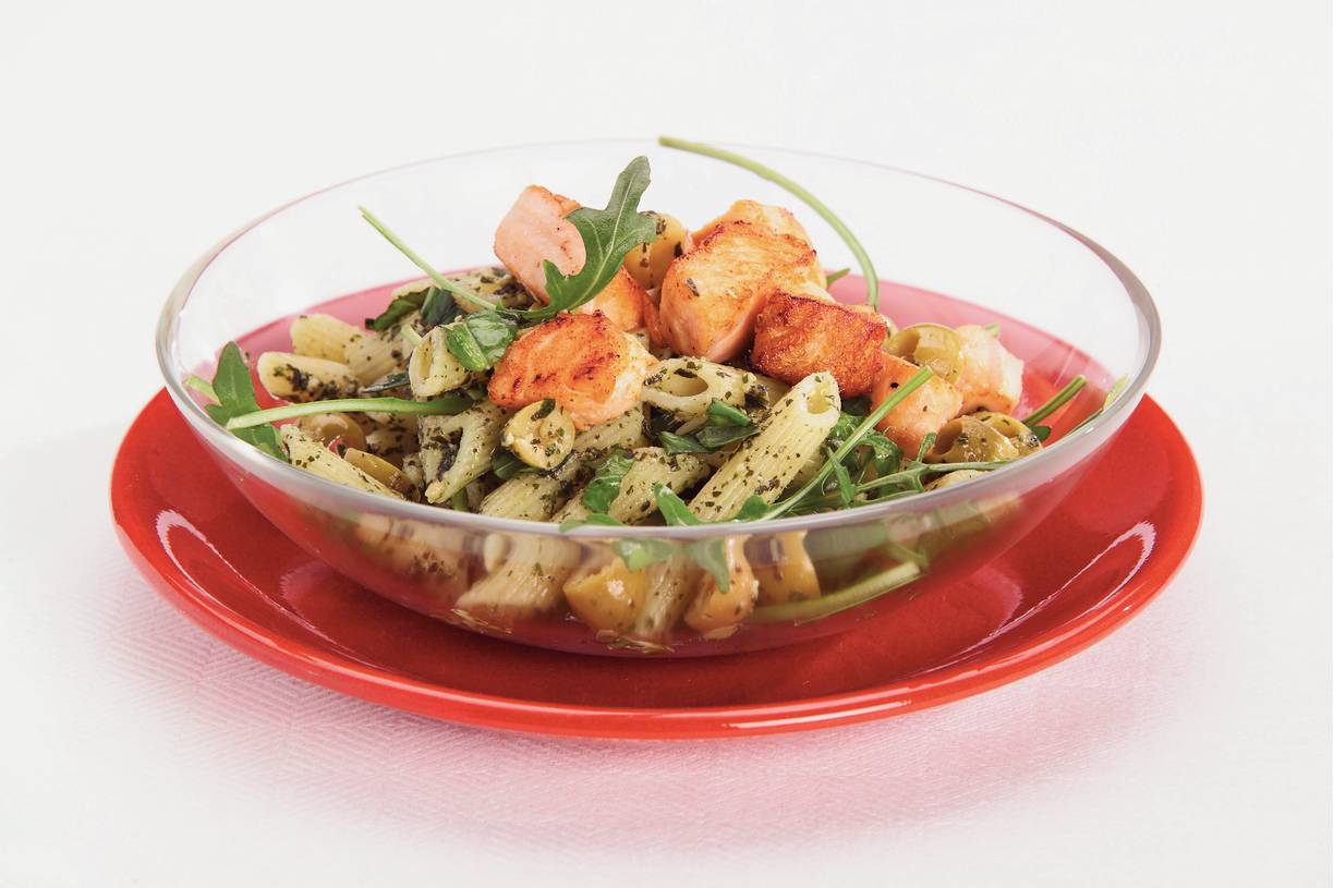 Penne met rucola en zalm