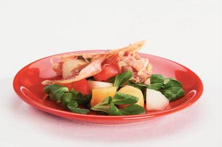 Meloensalade met krokante ham