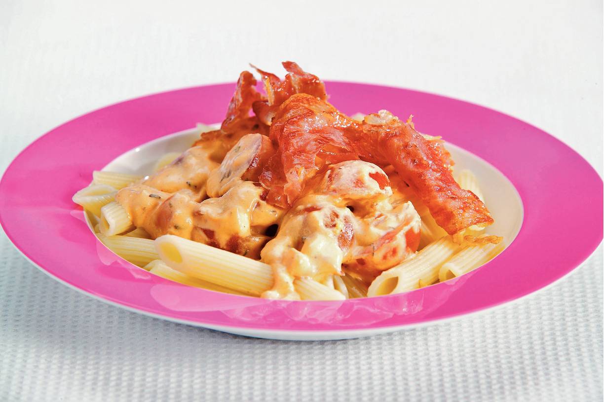 Romige tomatenpasta met Parmaham