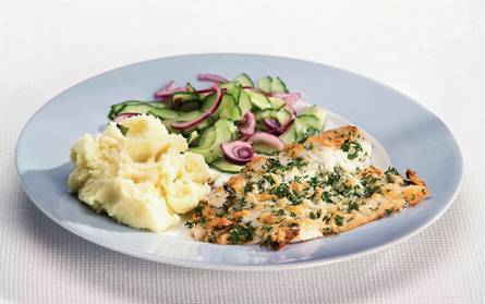 Tilapia met geitenkaaskorst