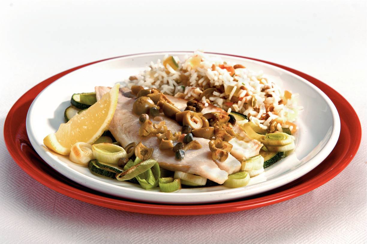 Gebakken tilapia met olijven