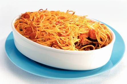 Spaghetti-laagjesschotel met mascarpone