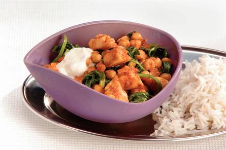 Kip tandoori met kikkererwten en spinazie