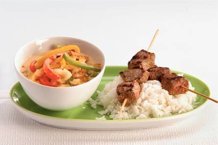 Thaise saté en currygroenten