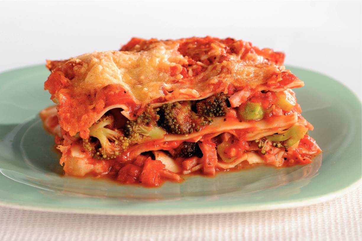 Lasagne met ham en broccoli