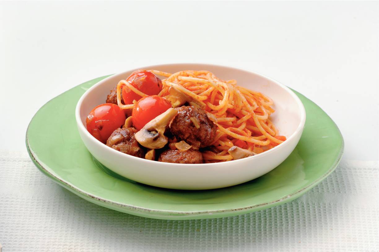 Spaghetti met vegetarische balletjes