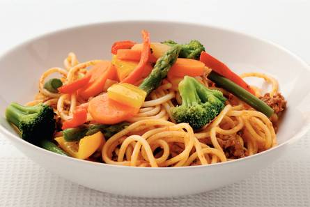 Tomatenspaghetti met Italiaanse groenten