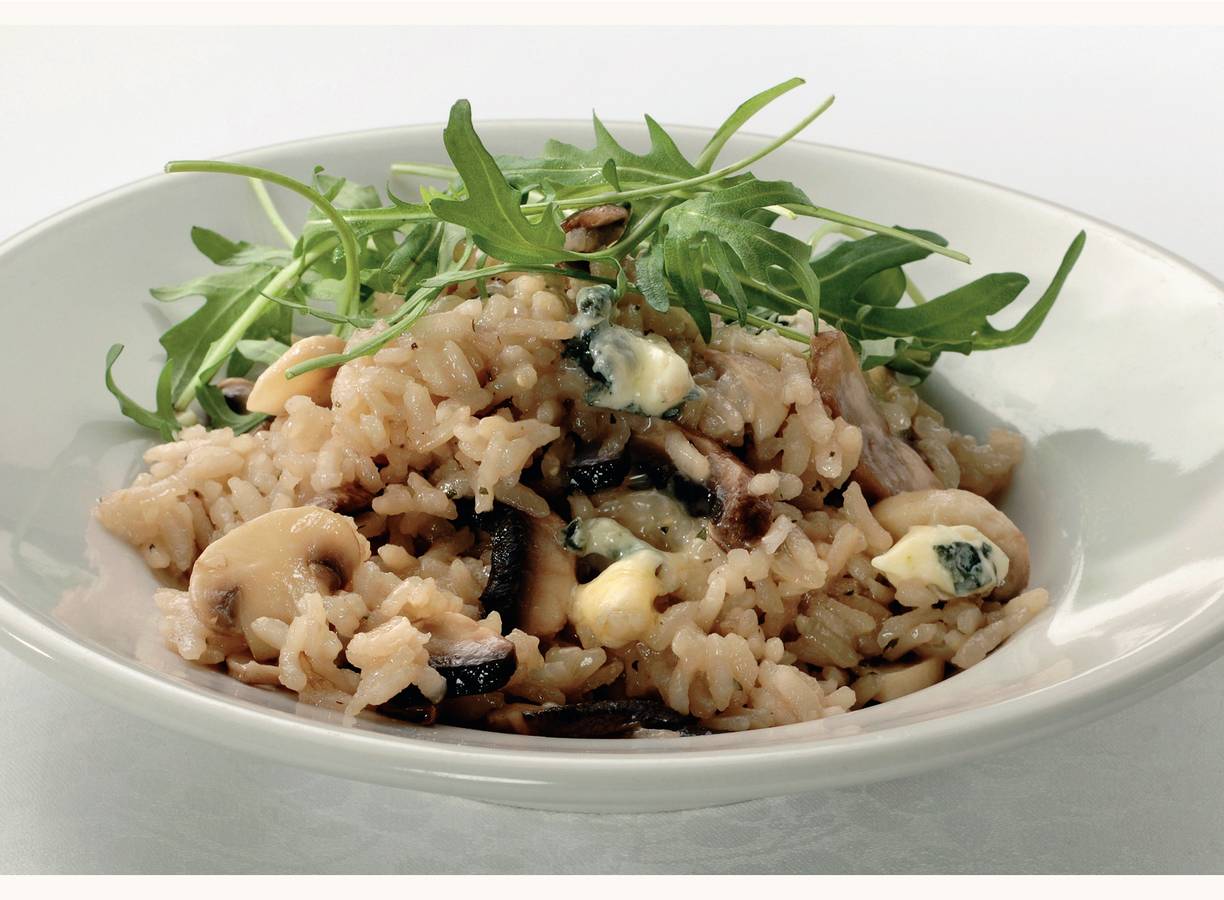 Ovenrisotto met portobello en blauwe kaas