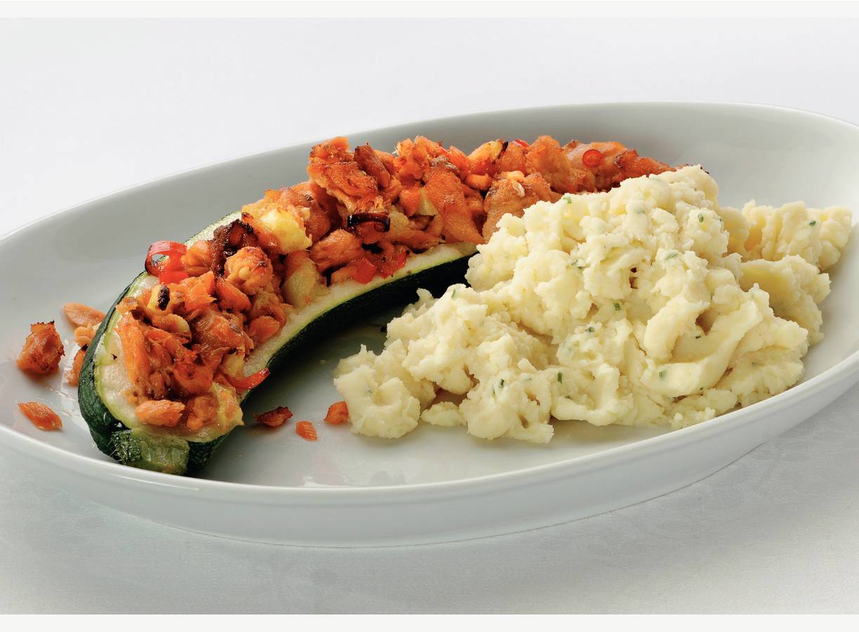 Gevulde courgettes met zalm