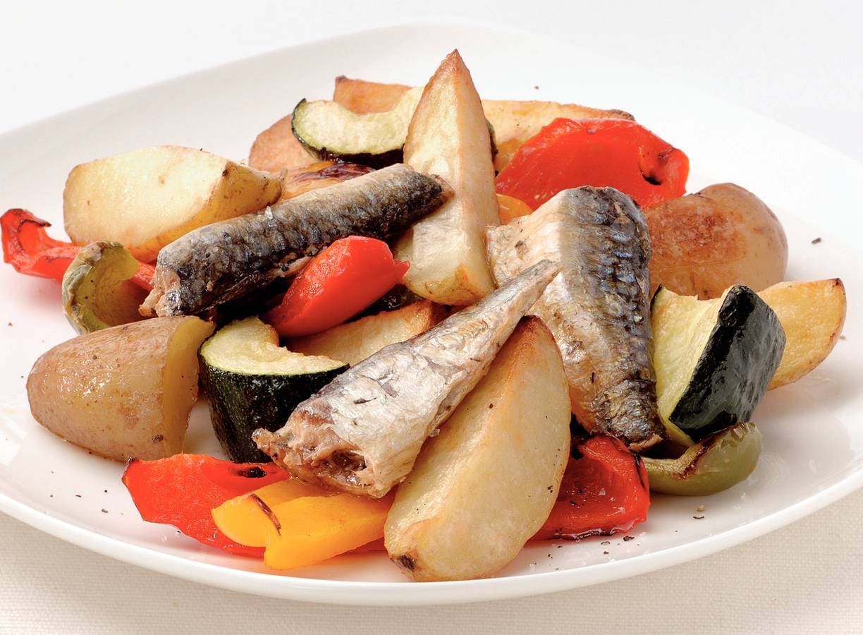 Warme aardappelsalade met sardientjes