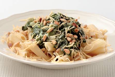 Penne met spinazie en roomkaas