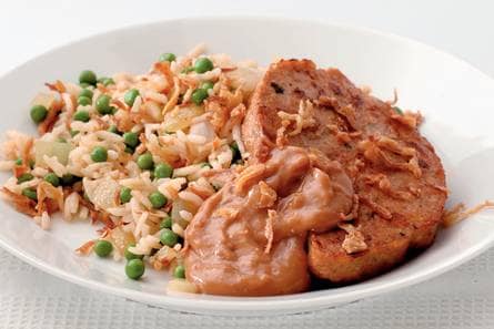 Indonesische filet met rijst en satésaus