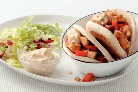 Pita's met kip en hummus