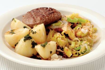 Steak du boeuf met gegratineerde prei