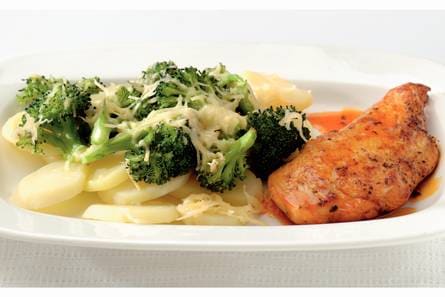 Broccolischotel met kipfilet Kentucky