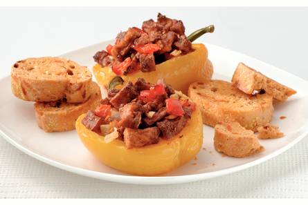 Gevulde paprika's met tomatenbrood