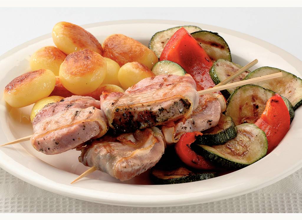 Gegrilde varkenshaasspiesjes