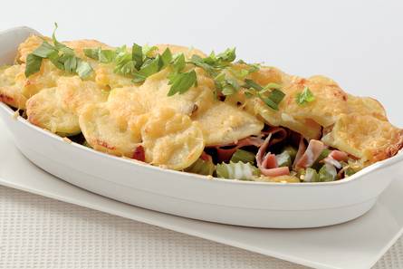Romige bleekselderijgratin met ham