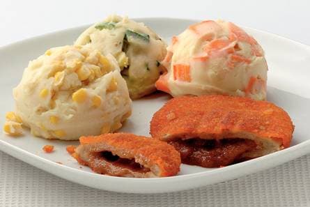 Groentestamppot met satéschnitzel