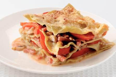 Lasagne met champignons en spek