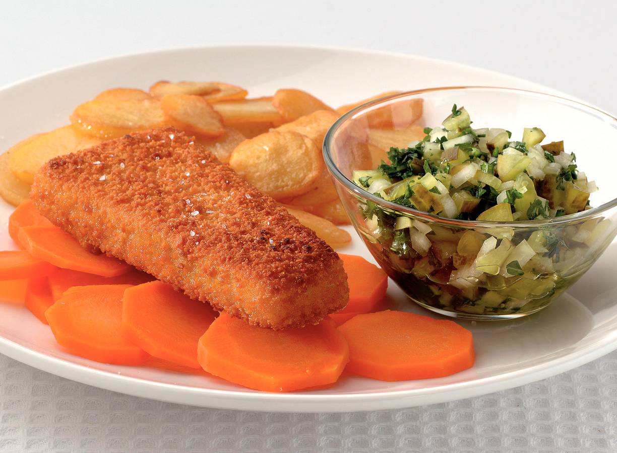 Zeeschnitzels met augurkensalsa