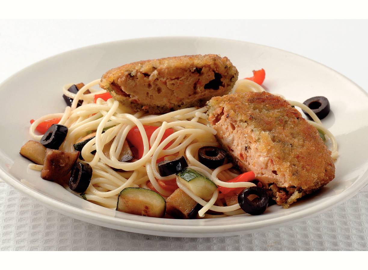 Groentespaghetti met Toscaanse carrés