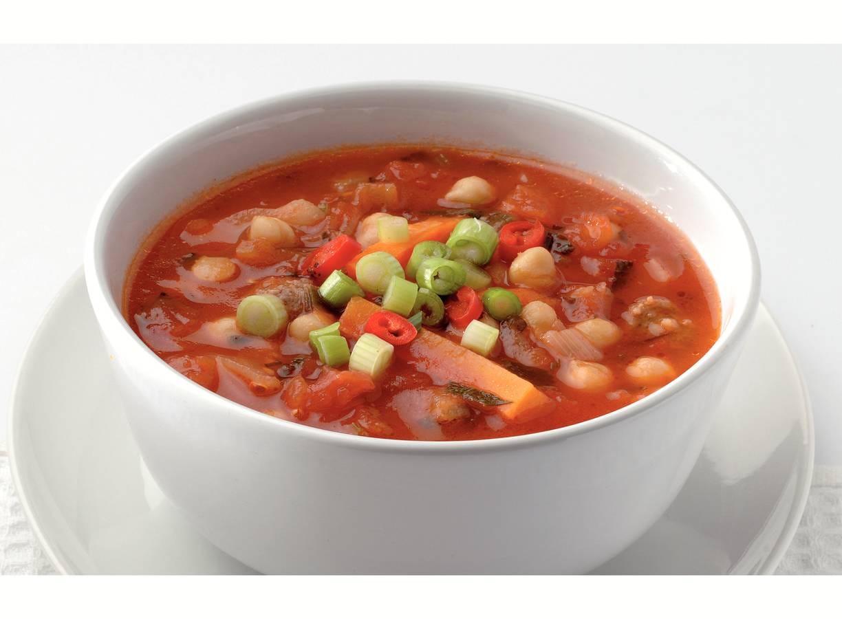 Tomaten-kikkererwtensoep met balletjes
