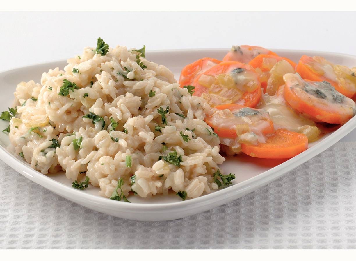 Romige risotto met wortel en gorgonzola
