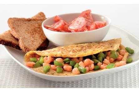 Eikruidenomelet met garnalen