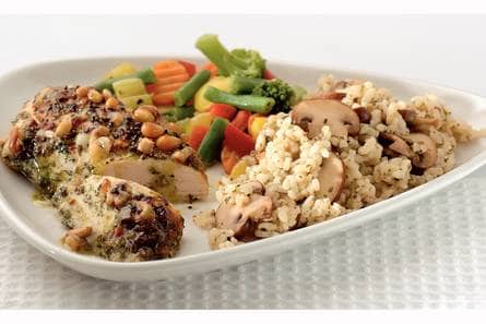 Kipfilet pesto met paddenstoelenrisotto