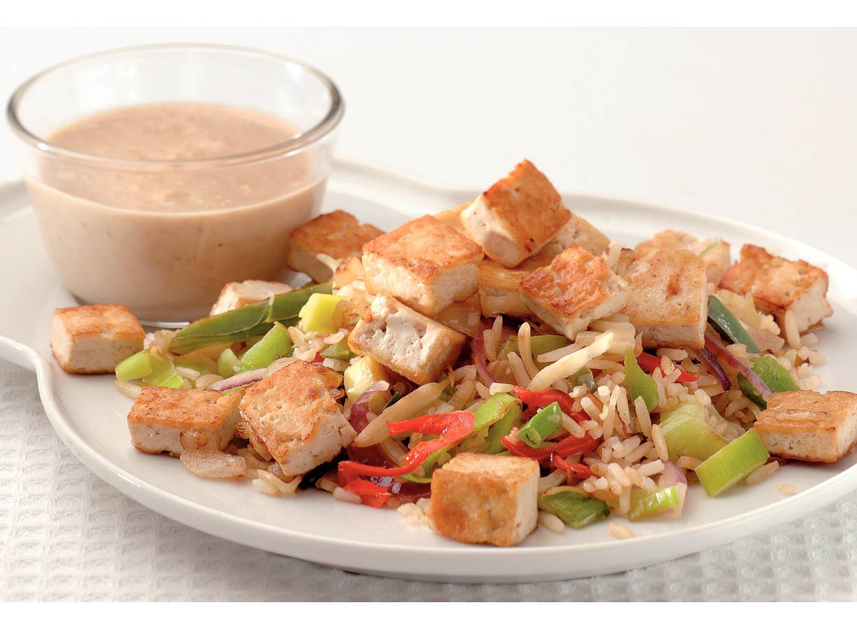 Tofu met cashewnotensaus
