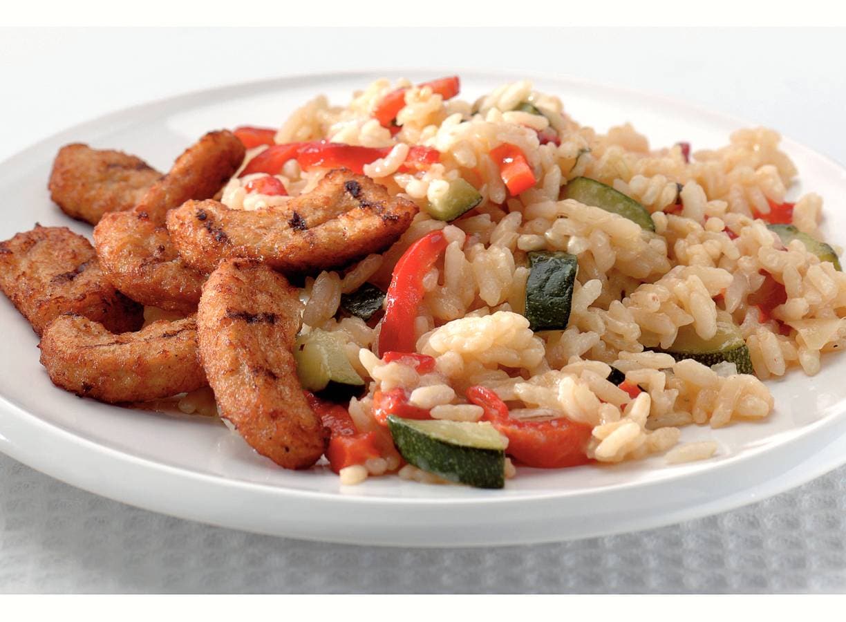 Paprikarisotto met gegrilde stukjes