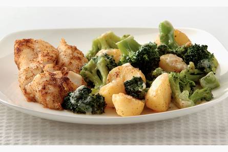 Chili-kabeljauw met broccoli en aardappels