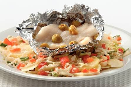 Vispakketjes met aardappelsalade