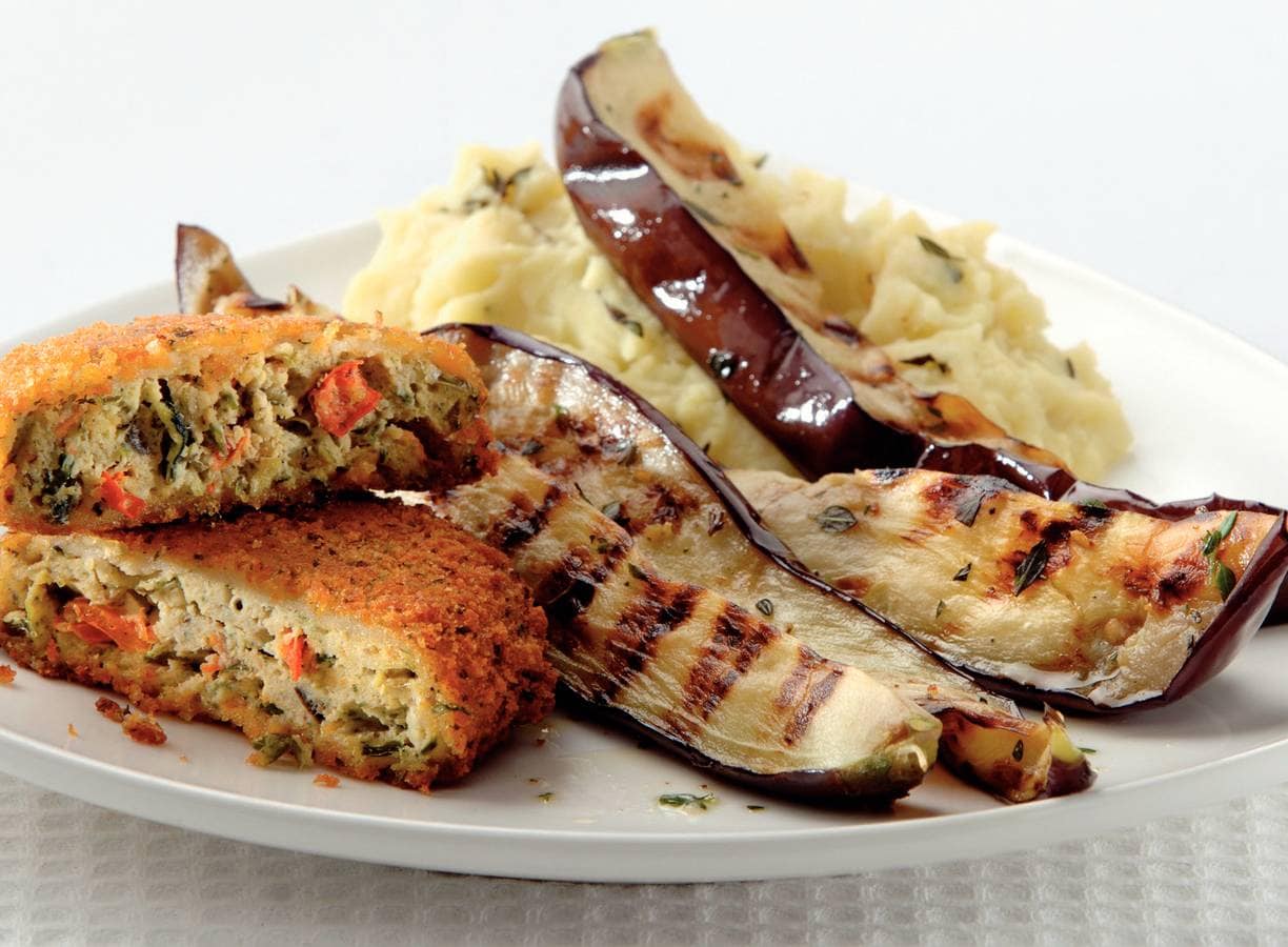 Griekse rondo's met gegrilde aubergine