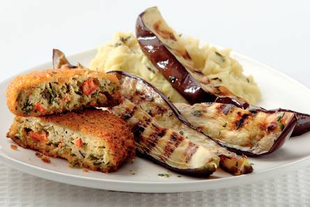 Griekse rondo's met gegrilde aubergine