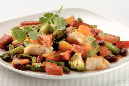Vis-chili met kidneybonen en chorizo