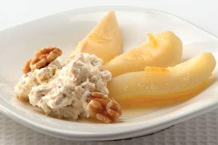 Warme peren met walnotencrème