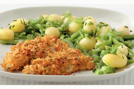 Krokante visfilet met bieslookkrieltjes