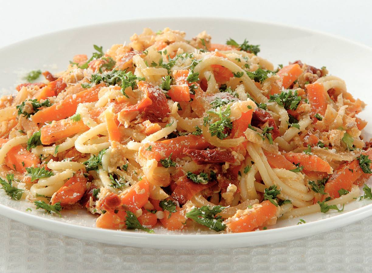 Rijkgevulde spaghetti carbonara