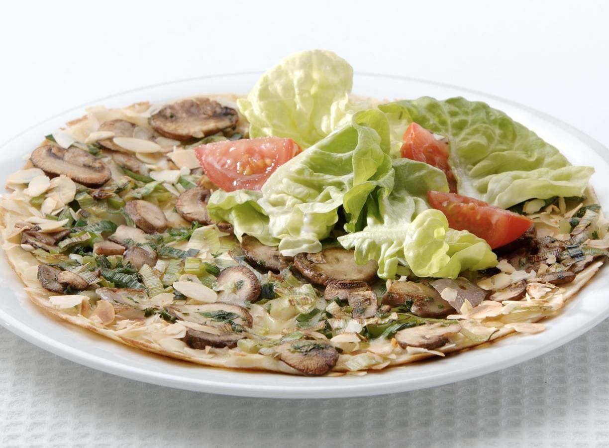 Amandelpannenkoeken met paddenstoelen