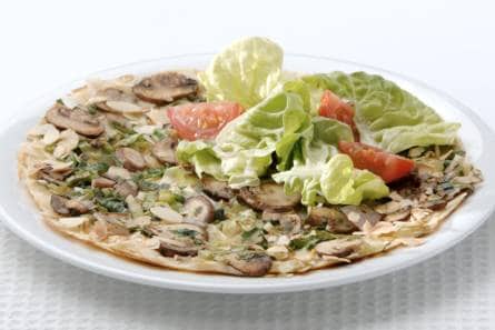 Amandelpannenkoeken met paddenstoelen