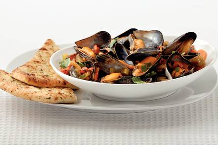 Mosselen met knoflook en koriander