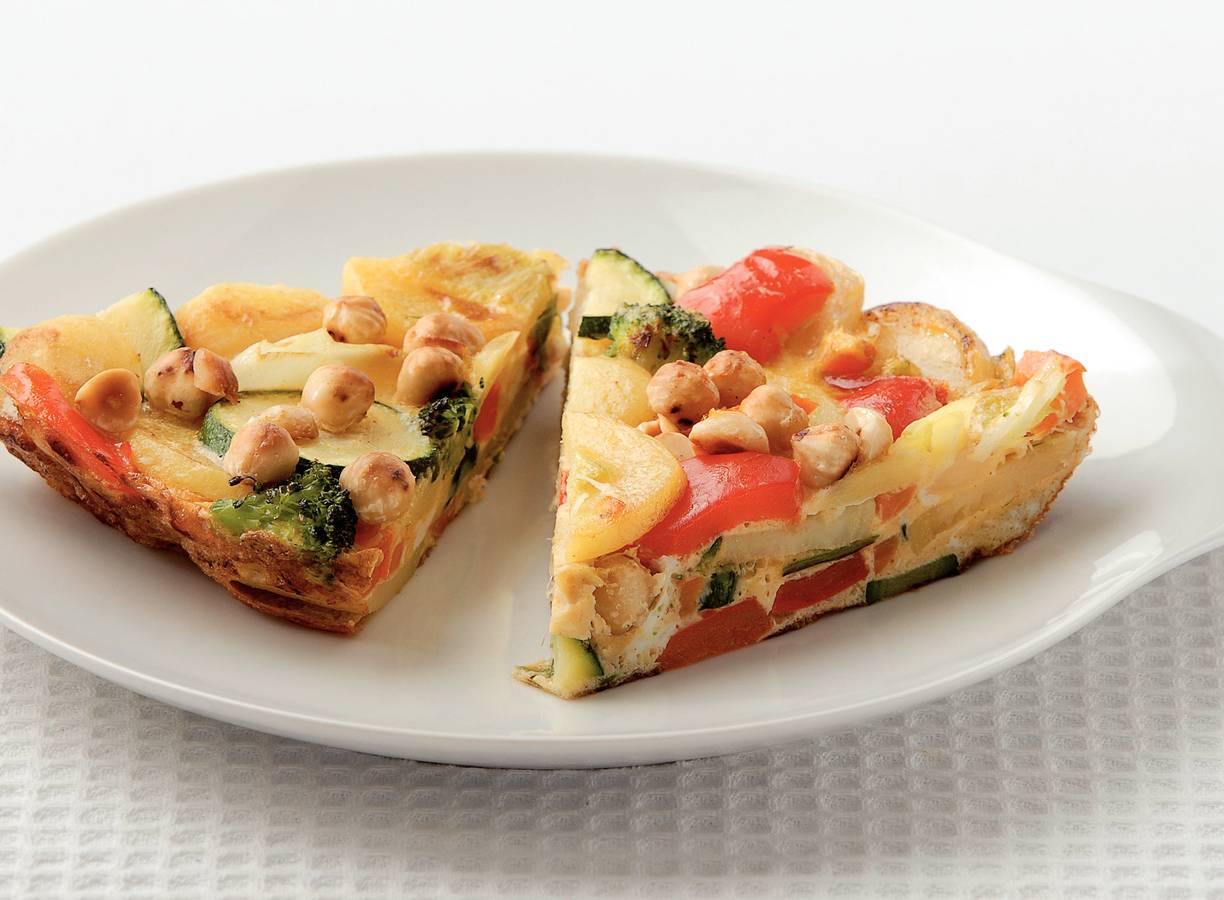 Tortilla met groenten en hazelnoten