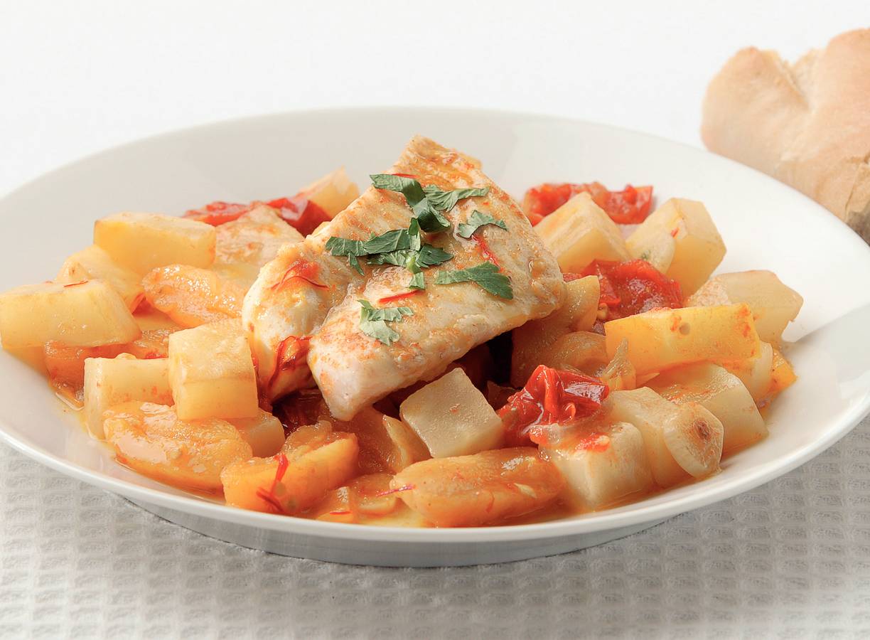 Vistajine met abrikozen en saffraan