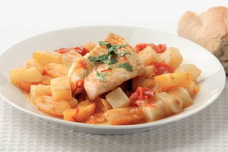 Vistajine met abrikozen en saffraan