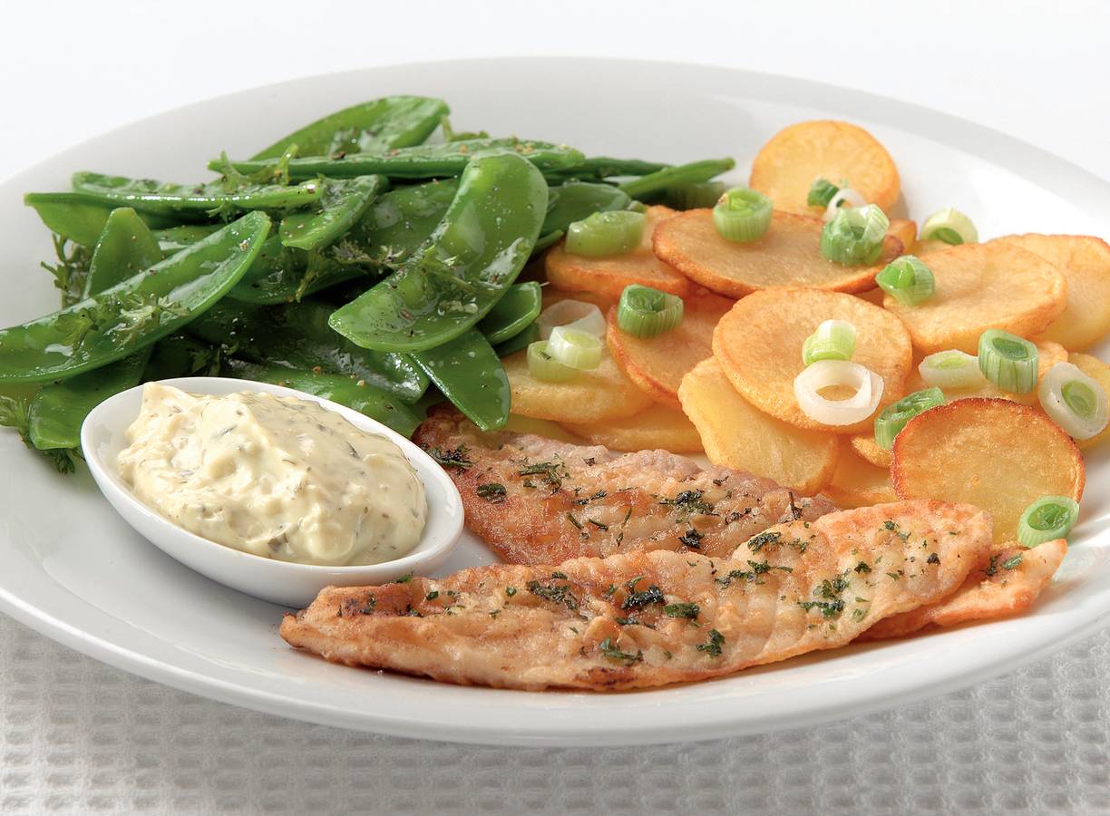 Krokante tilapia met peultjes